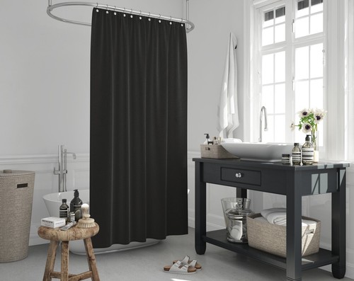 Black fabric bathroom shower - fabric,