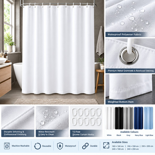 White fabric shower - white,