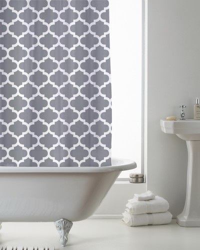 Moroccan grey shower curtain - grey,