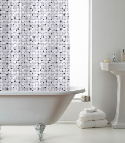 White grey mosaic shower - mosaic,