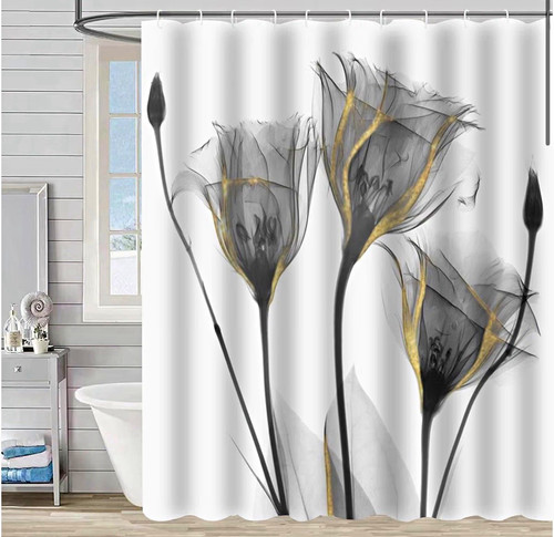 Modern floral shower - shower, curtain